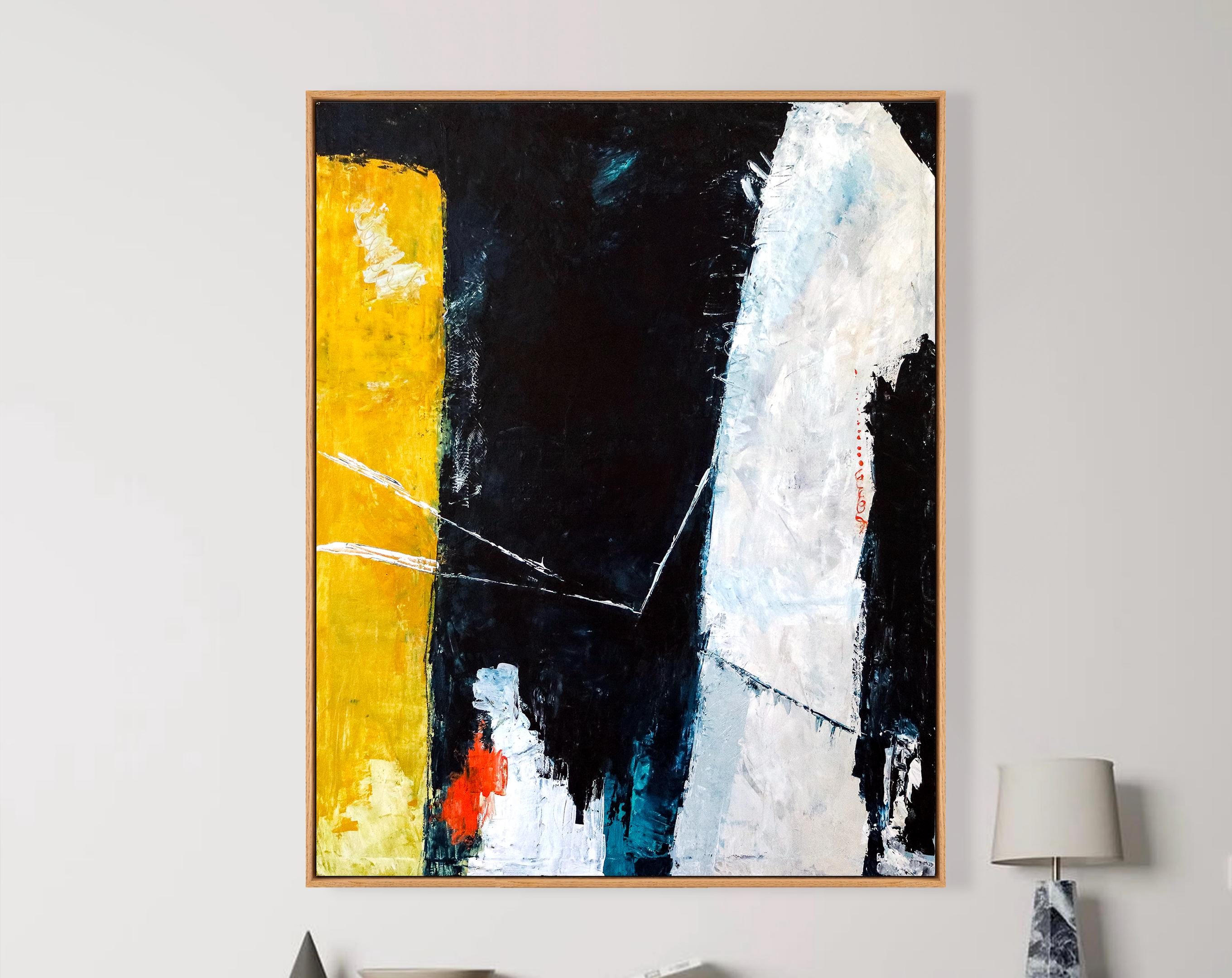 Abstract Painting Original, Playful Moden Painting, Expressionist  Large Acrylic Canvas Wall Art ｜ Connection (Vertical)