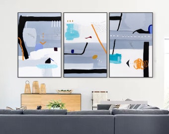 3 Set Original Acrylic Abstract Painting Reflecting Thoughts and Memories, Large Modern Canvas Wall Art | Shall We Take a Break Here (3 Set)