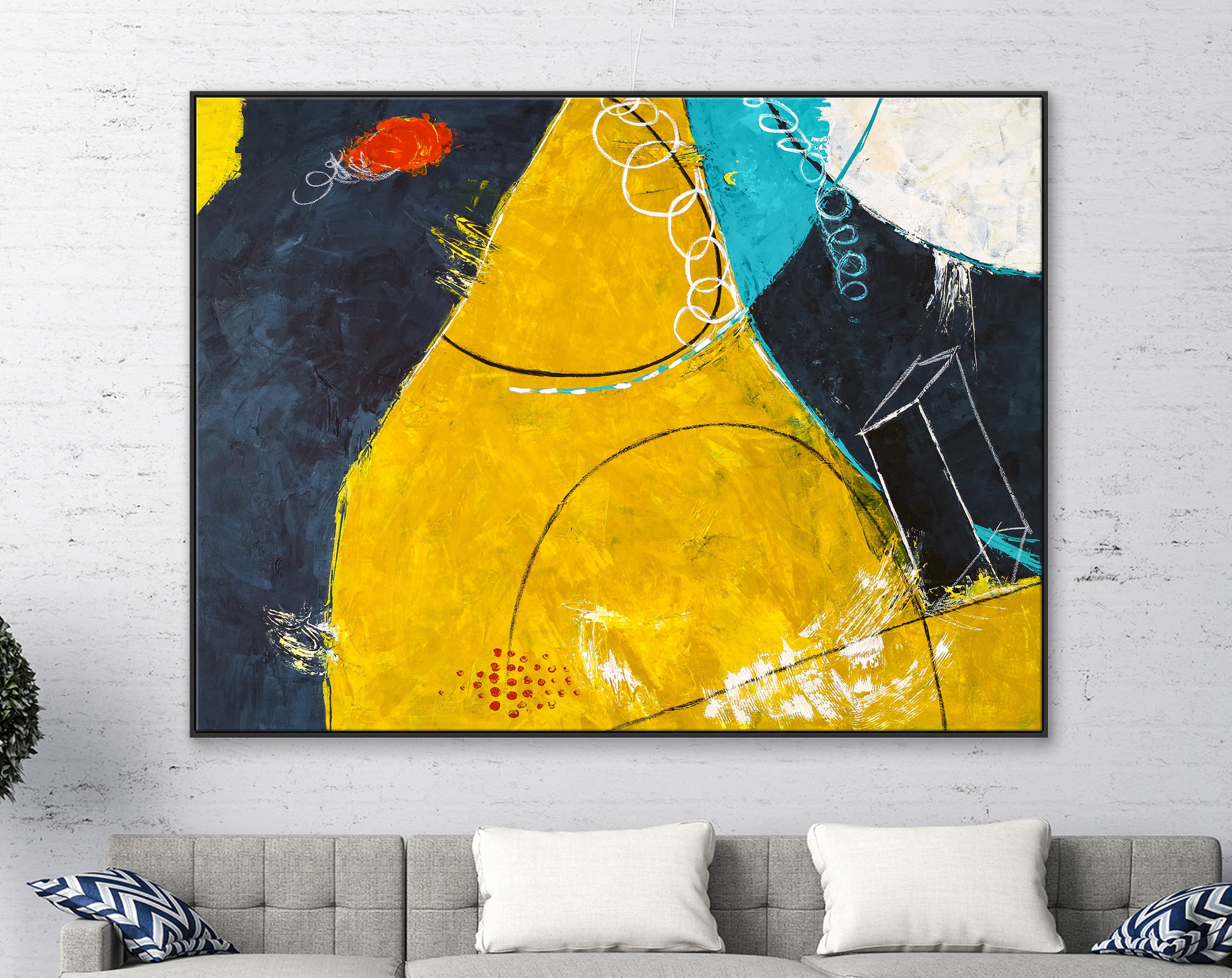 Whimsical Dance in Original Abstract Acrylic Painting, Vibrant Large Colorful Canvas Wall Art ｜ My tiny universe