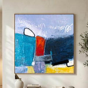 Abstract Wall Art, Bold Teal Modern Original Oil Painting — Textured Canvas Statement — "Mediate"