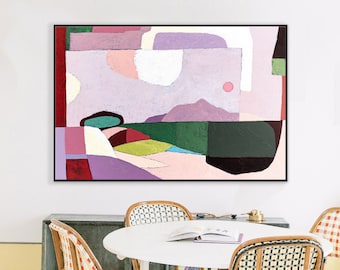 Pink Emphasis Large Original Abstract Colorful Painting, Imagining Landscape Modern Canvas Wall Art | Altrosa