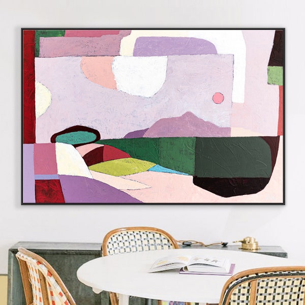 Pink Emphasis Large Original Abstract Colorful Painting, Imagining Landscape Modern Canvas Wall Art | Altrosa