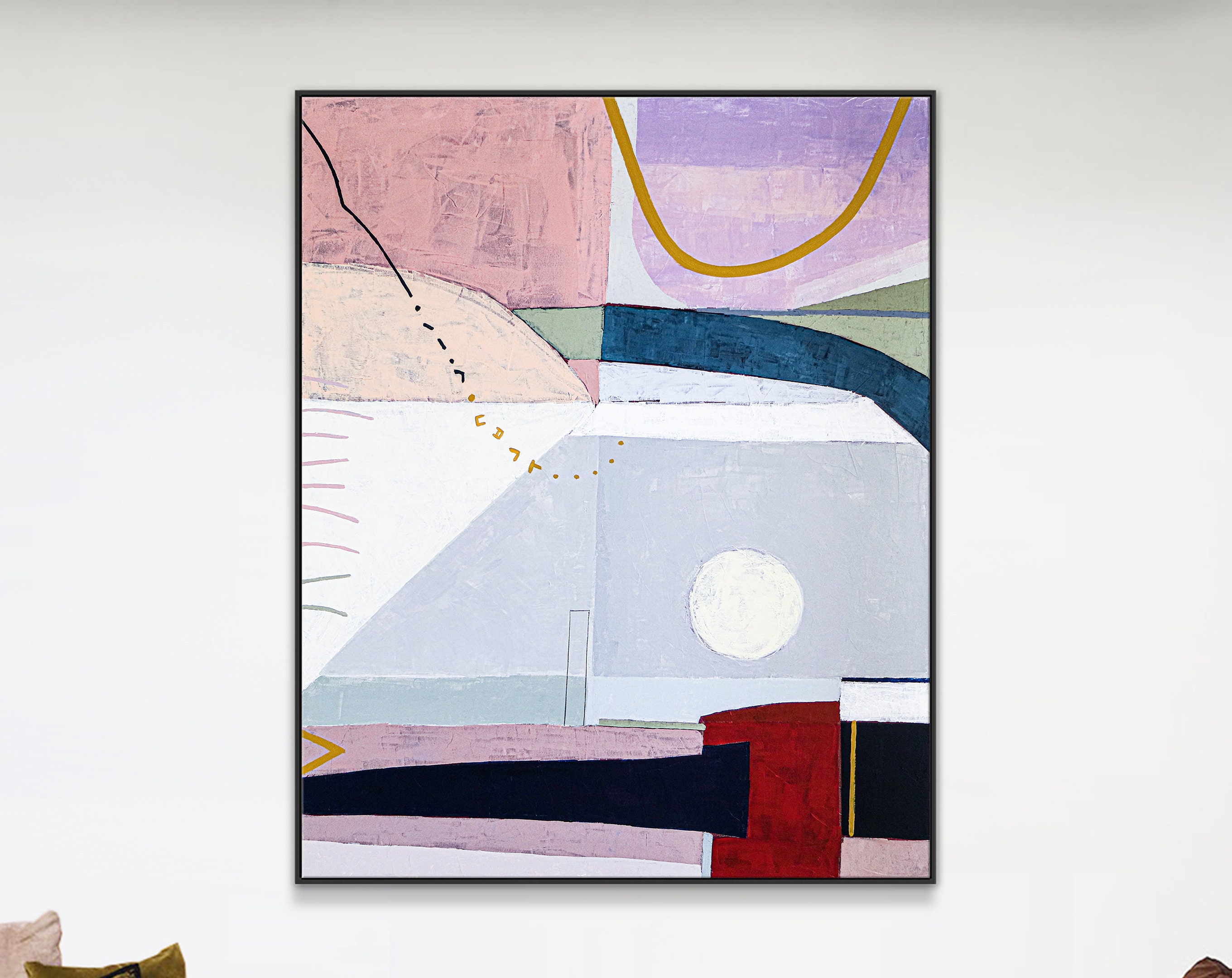 Lyrical Sensibility Colorful Abstract Original Acrylic Painting, Large Contemporary Modern Canvas Wall Art ｜ Hear the moon