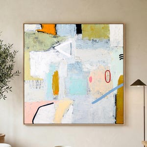 Serene Neutral Modern Abstract Wall Art — Large Original Oil Painting, Textured Canvas — "Daydream of Wednesday"