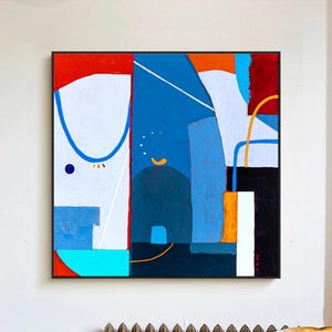 Bold Blue Abstract Wall Art — Vibrant Modern Original Oil Painting, Textured Canvas — "Hadanka"