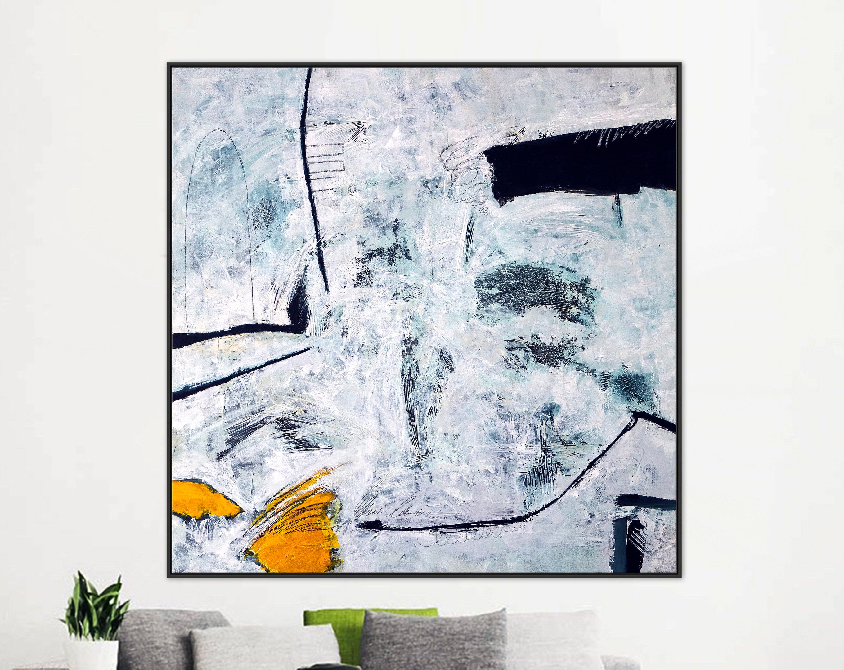 Black & White Modern Original Abstract Acrylic Painting, Large Canvas Wall Art of Unique Textural Depth ｜ Independent variable