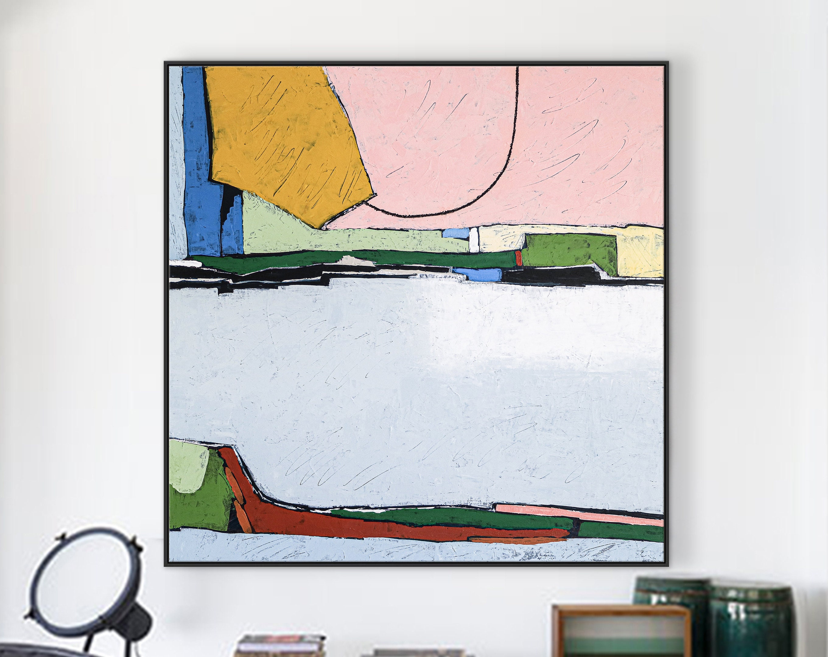 Embracing Minimalist Large Abstract Original Acrylic Painting, Captivating Contemporary Modern Canvas Wall Art ｜ Near by
