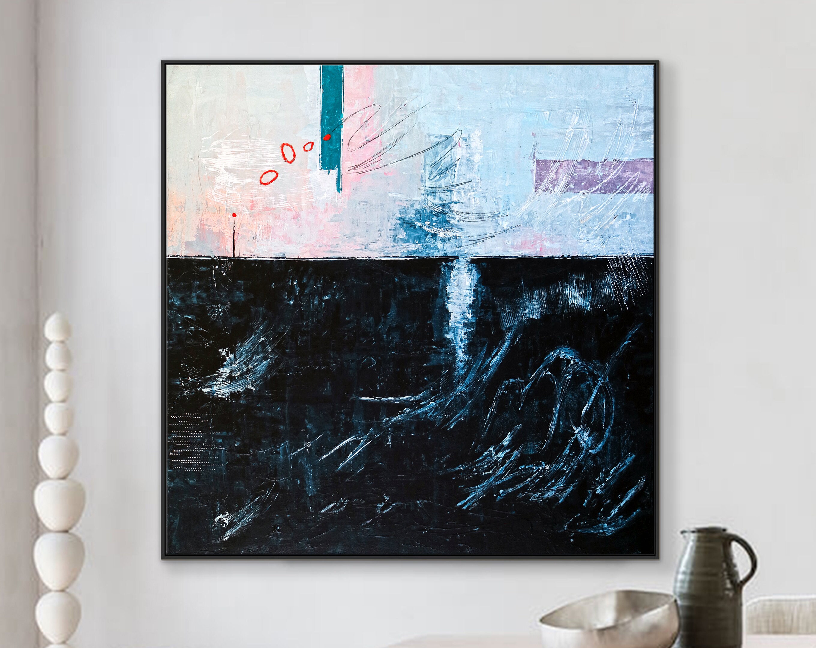 Imaginative Original Abstract Acrylic Painting, Large Colorful Modern Canvas Wall Art of Southern Reaches ｜ The South