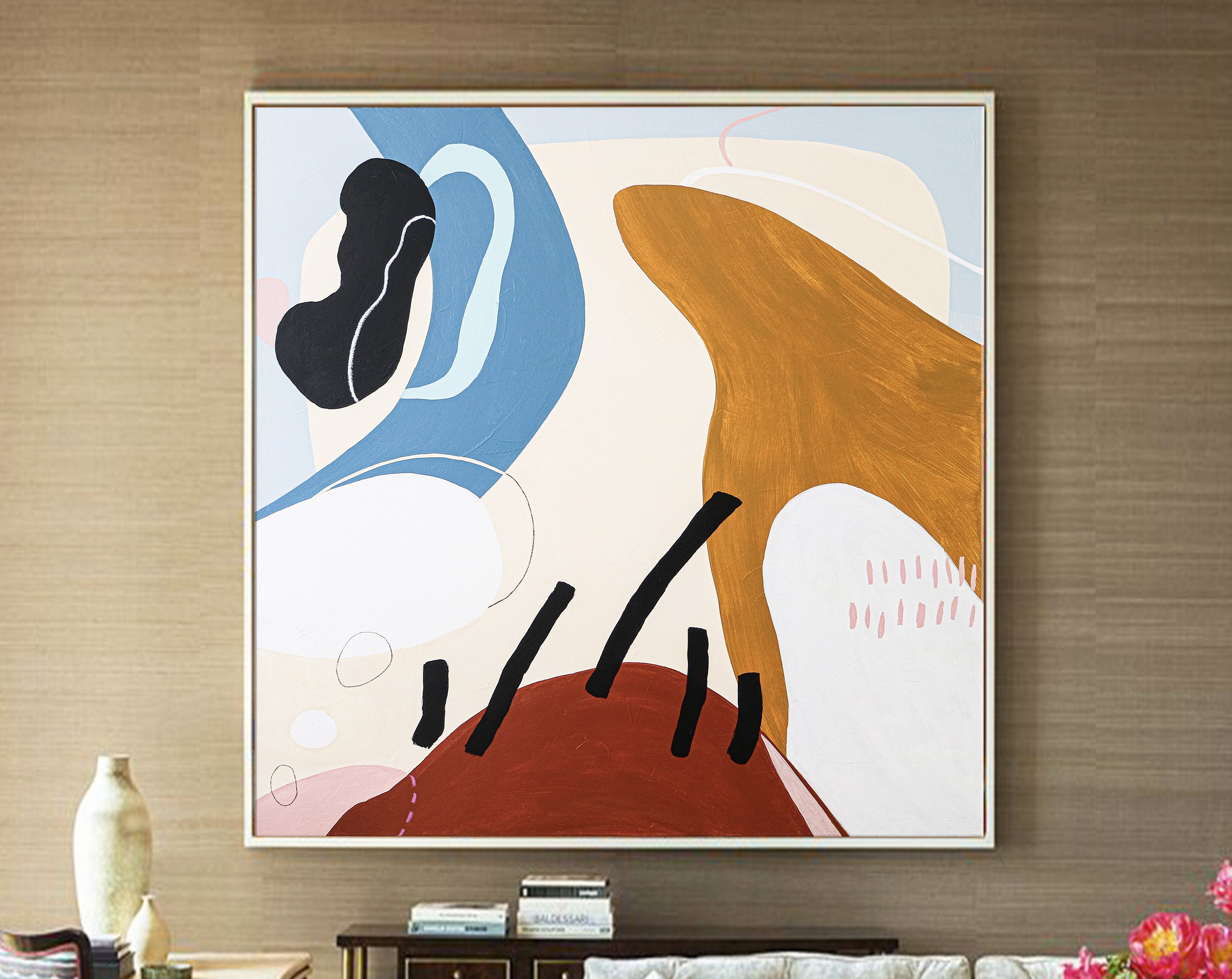 Embodying the Melody in Large Modern Abstract Original Acrylic Painting, Contemporary Canvas Wall Art ｜ Kaya