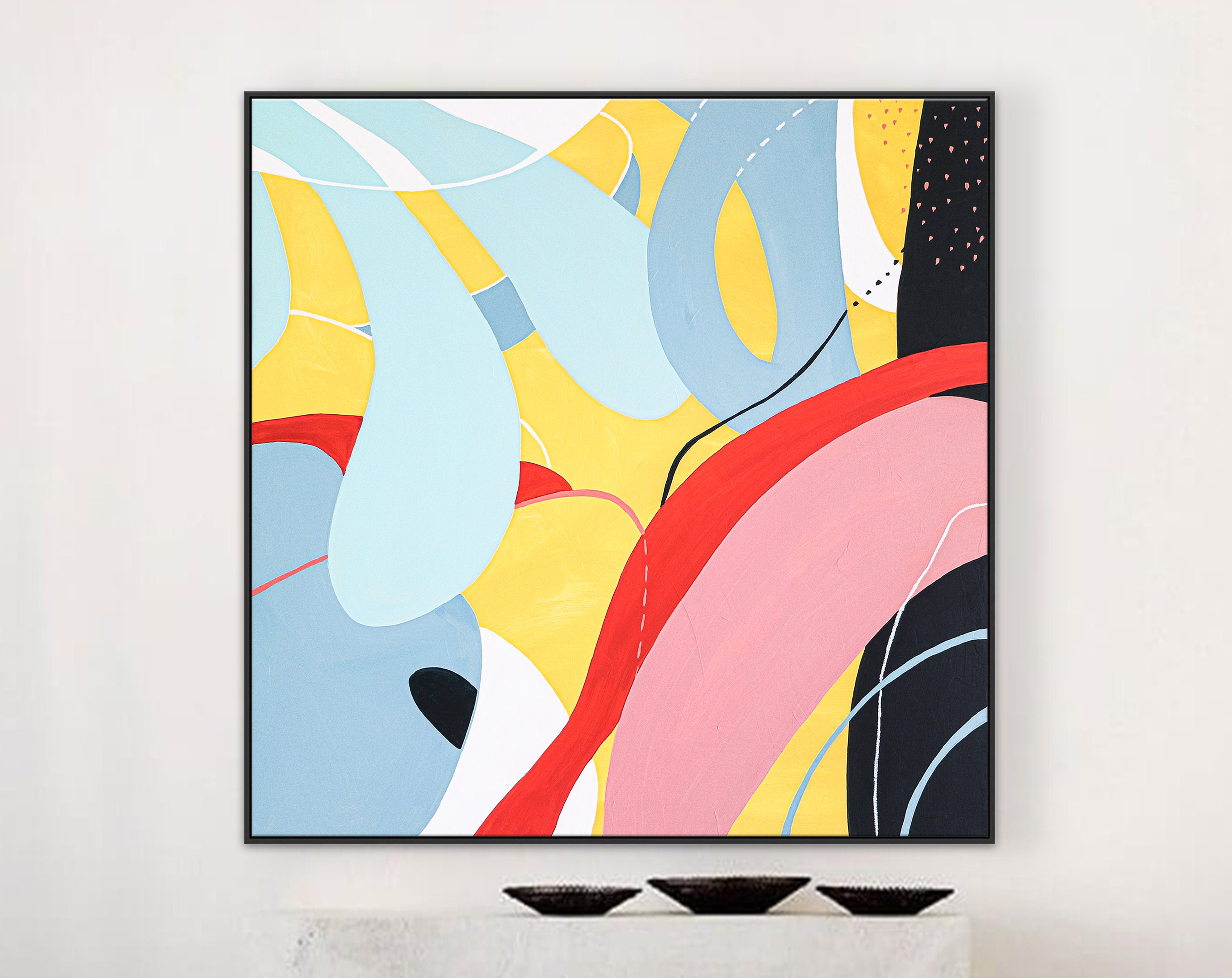 Vibrant Large Abstract Original Acrylic Painting Expressing Joy, Free-Spirited Contemporary Modern Canvas Wall Art ｜ Gaudium