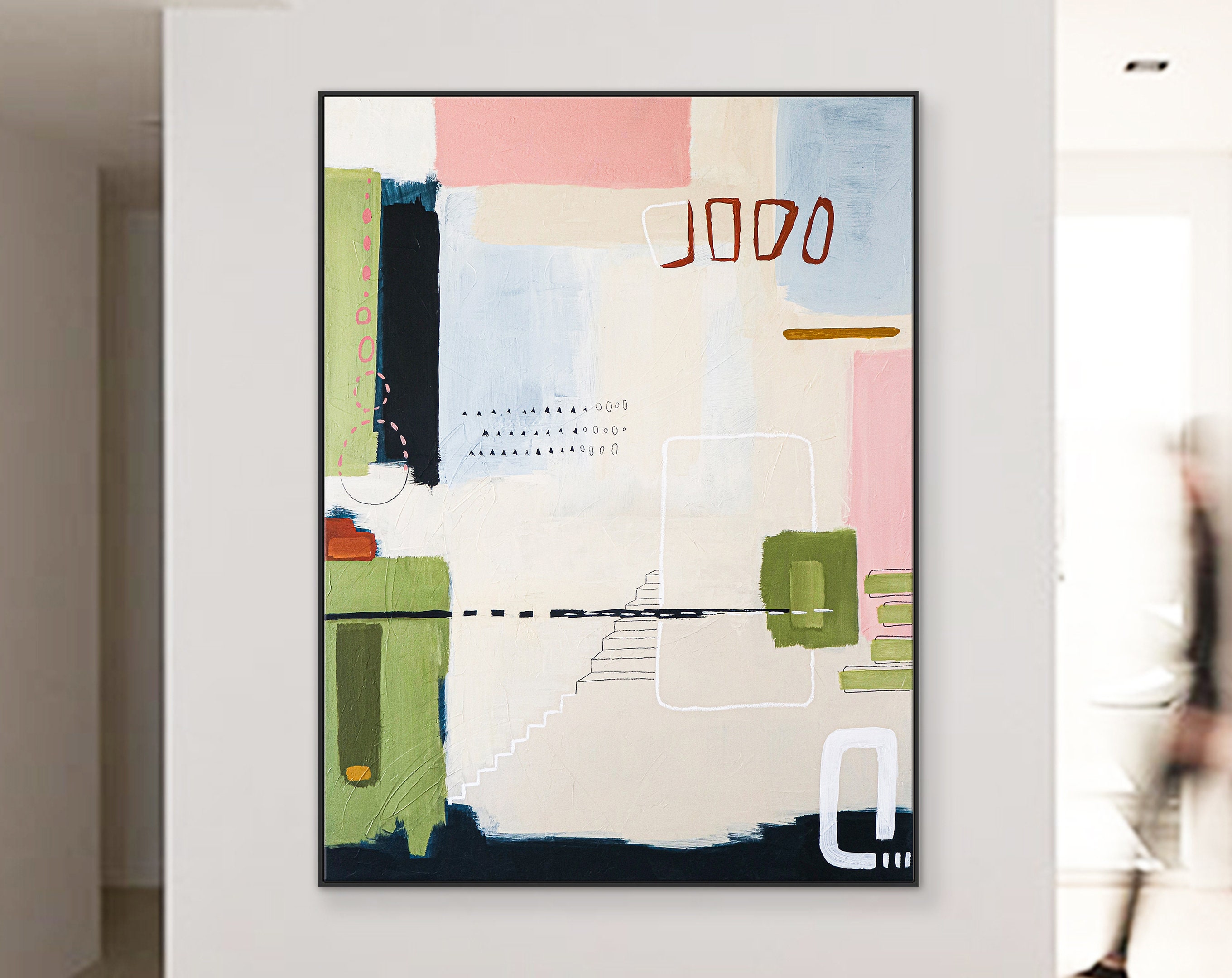 Poetic Symphony of Large Abstract Original Acrylic Painting, Contemporary Modern Colorful Canvas Wall Art ｜ Carmen