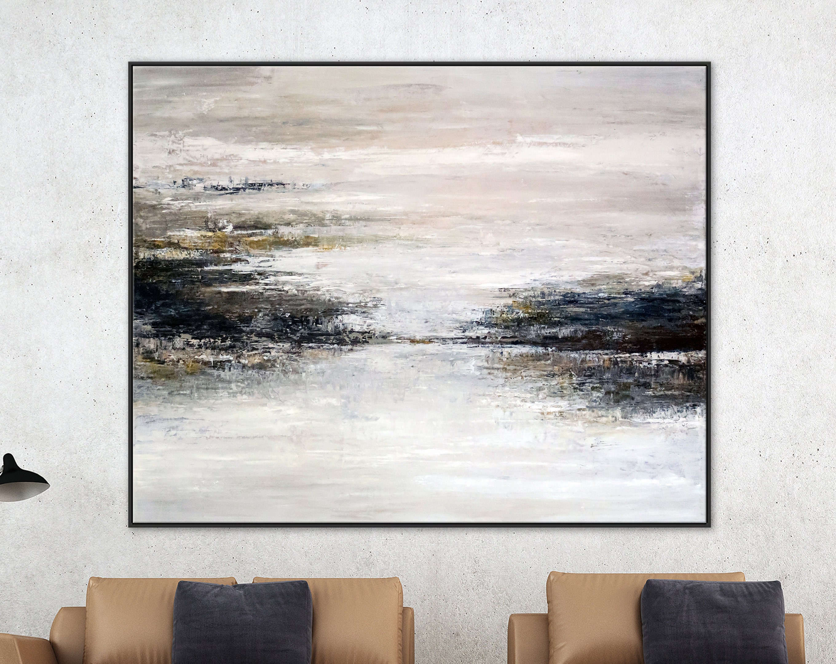 Tranquil Abstract Original Painting in Acrylic, Large Modern Canvas Wall Art Invoking Mysterious Atmosphere ｜ Yet