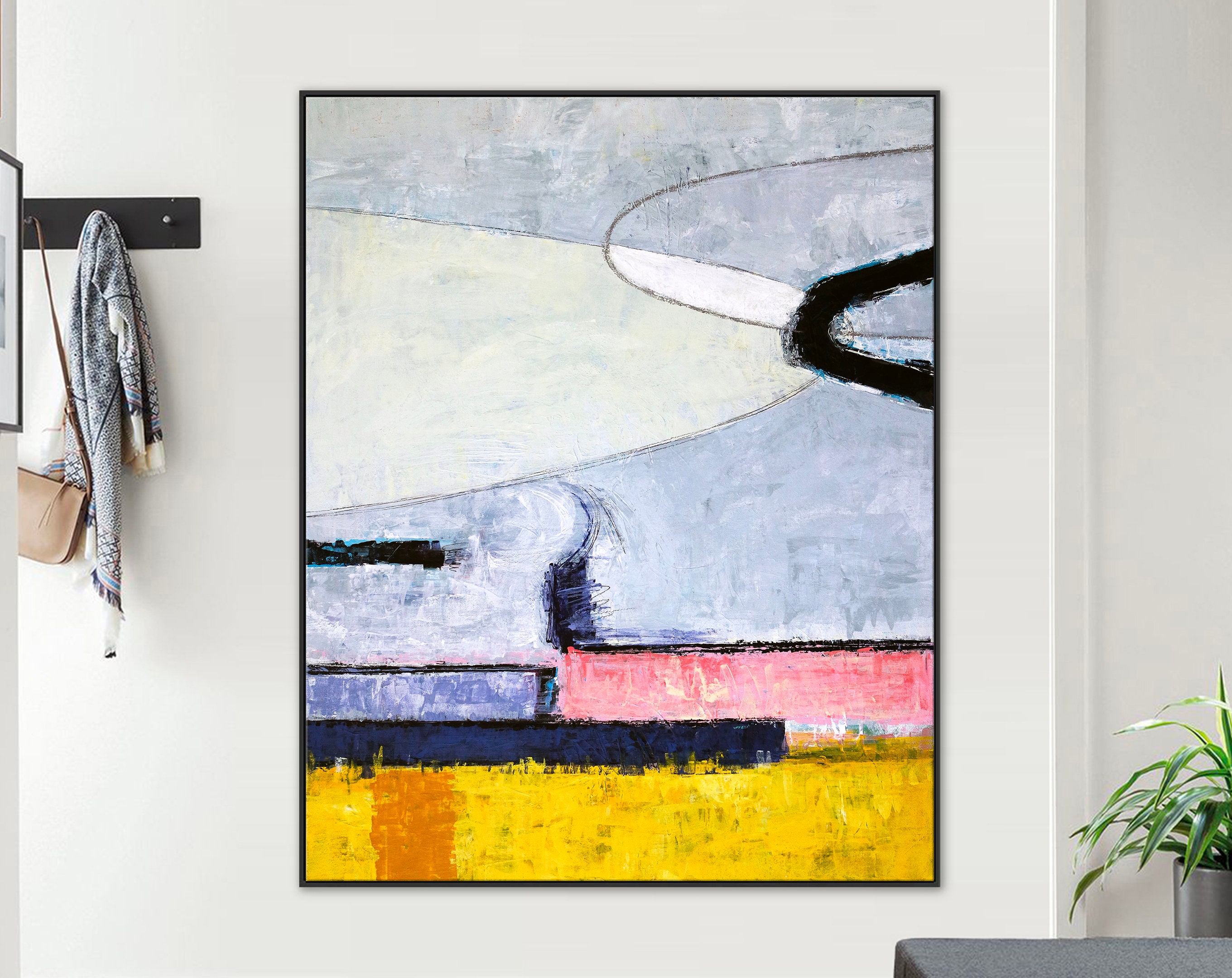 Original Large Abstract Painting of a Parabola, Modern Colorful Acrylic Artwork, Unique Canvas Wall Art ｜ Parabola
