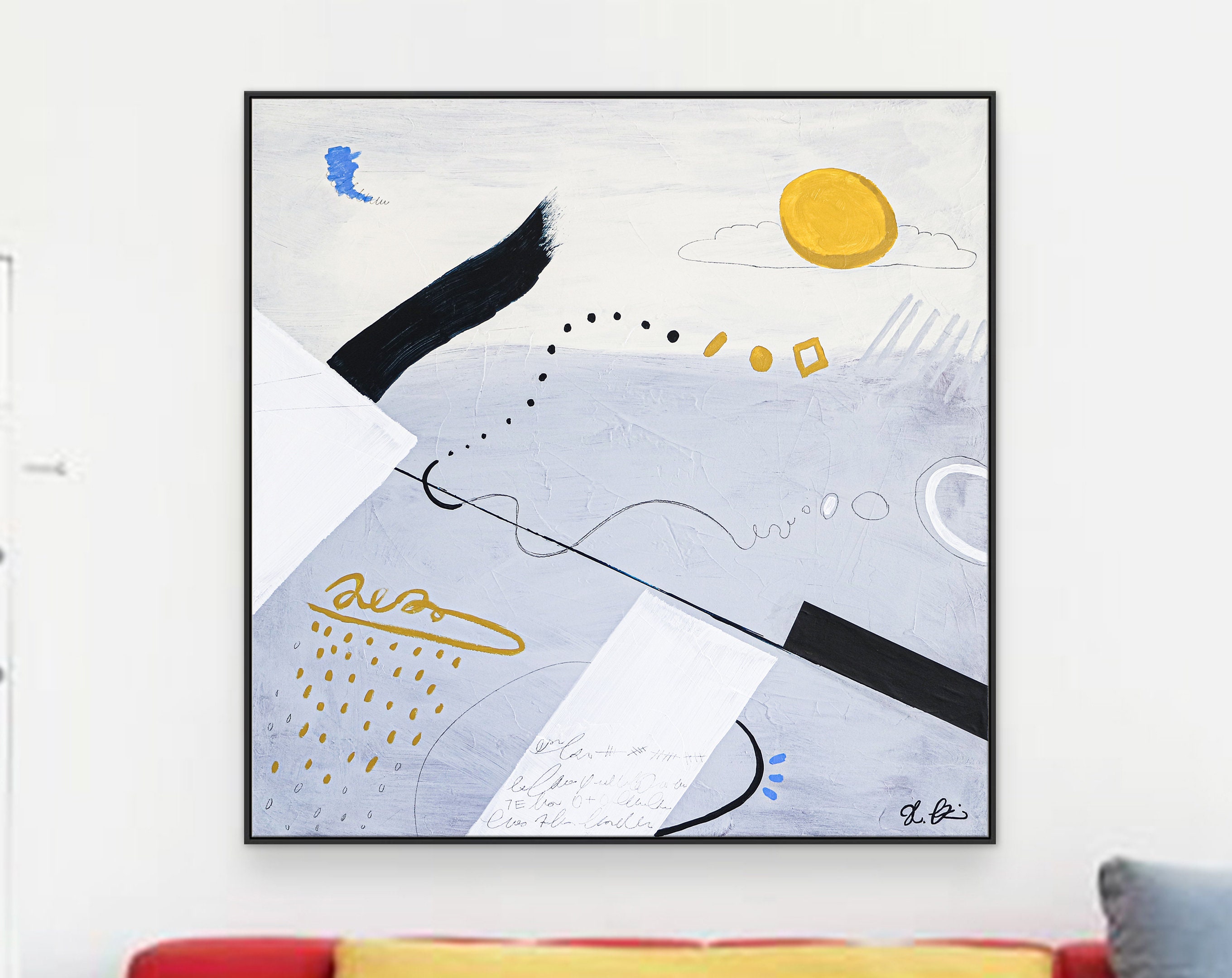 Harmonious Modern Abstract Acrylic Painting Original, Minimalist Simple Contemporary Canvas Wall Art ｜ Diem