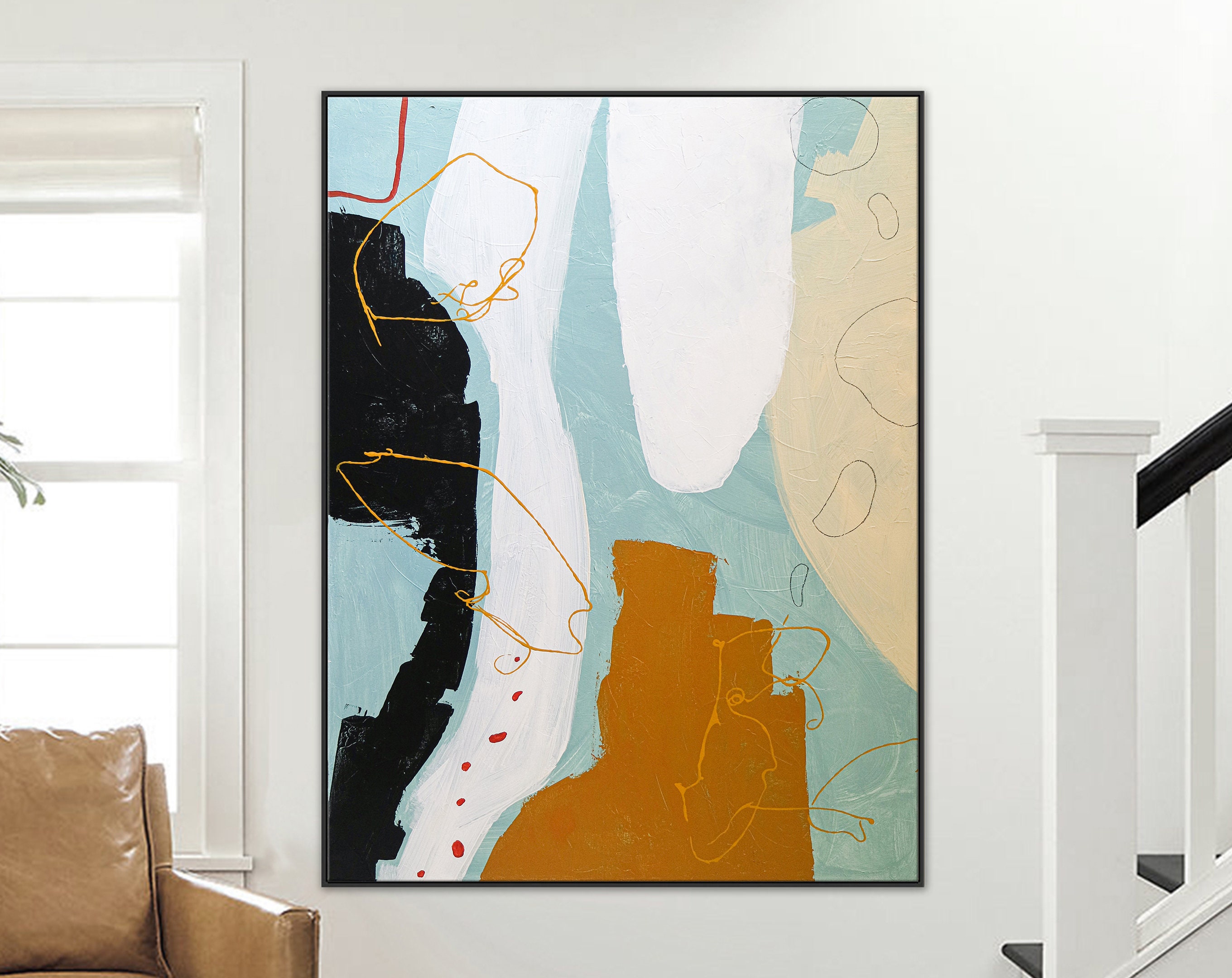 Modern Original Abstract Expressionist Acrylic Painting, Minimal Calm and Peaceful Canvas Wall Art ｜ Irrationality
