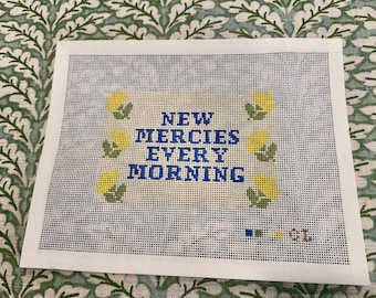 Needlepoint Canvas | New Mercies Every Morning (4x6 inch) | 14 Mesh