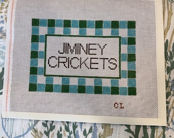Needlepoint Canvas | Jiminey Crickets (approx 5x7) 14 mesh | Southern Sayings Ndlpt