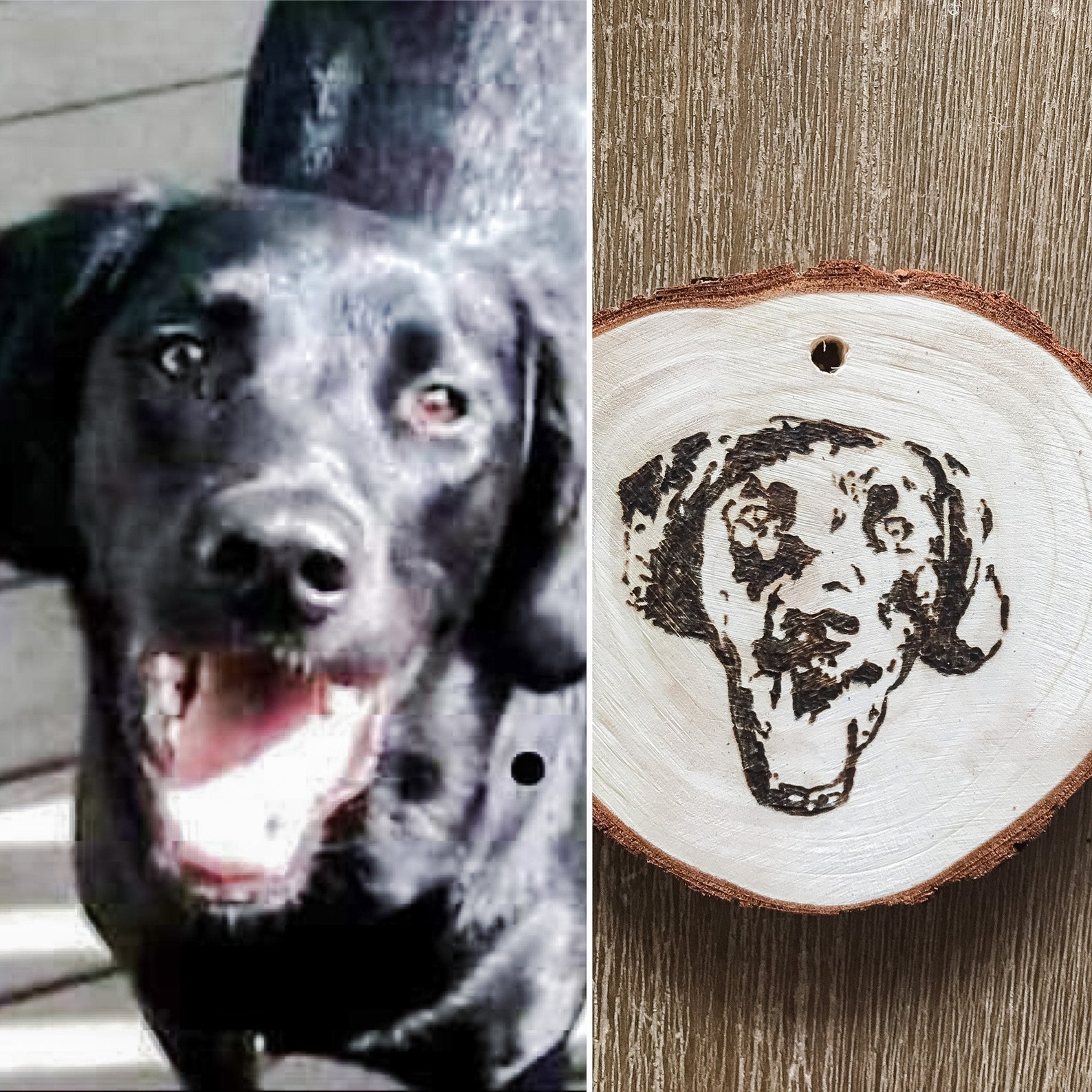 Custom Dog Portrait Wood Burned Ornaments Etsy Canada