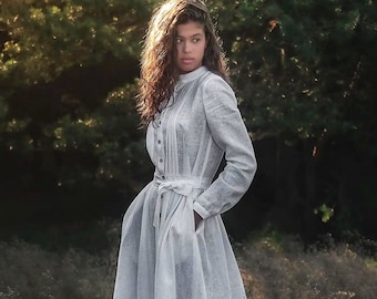 White Linen Midi Dress: Fit & Flare Wedding Guest Dress