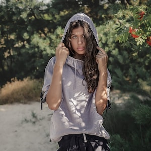 Lockerer Leinen Hoodie Übergroßer Hoodie Trendy Hoodie Leinen Sommer Hoodie Pullover Kapuzenoberteil Plus Größe Leinen Leinenhemd Frauen Casual Outfit