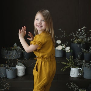 Wide leg jumpsuit for girls Loose jumpsuit Boho jumpsuit for girl Linen overalls girl Linen romper Organic linen clothing