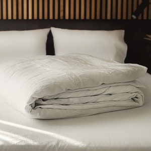 White Linen Duvet Cover Queen: Boho Washed Linen Bedding