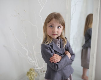 Linen cardigan Babygirl clothes Boho baby clothes Organic linen clothing Natural linen fabric Pure linen fabric Cropped jacket Linen blazer