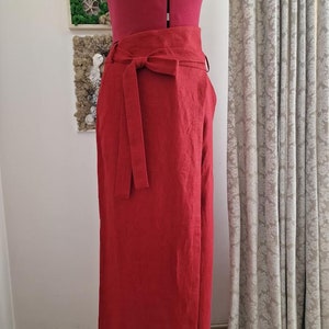 Burgundy linen pants Bohemian pants Boho trousers Maxi pants Harem pants Linen pants women Summer pants Wide leg pants Sample sale Size L/XL image 2