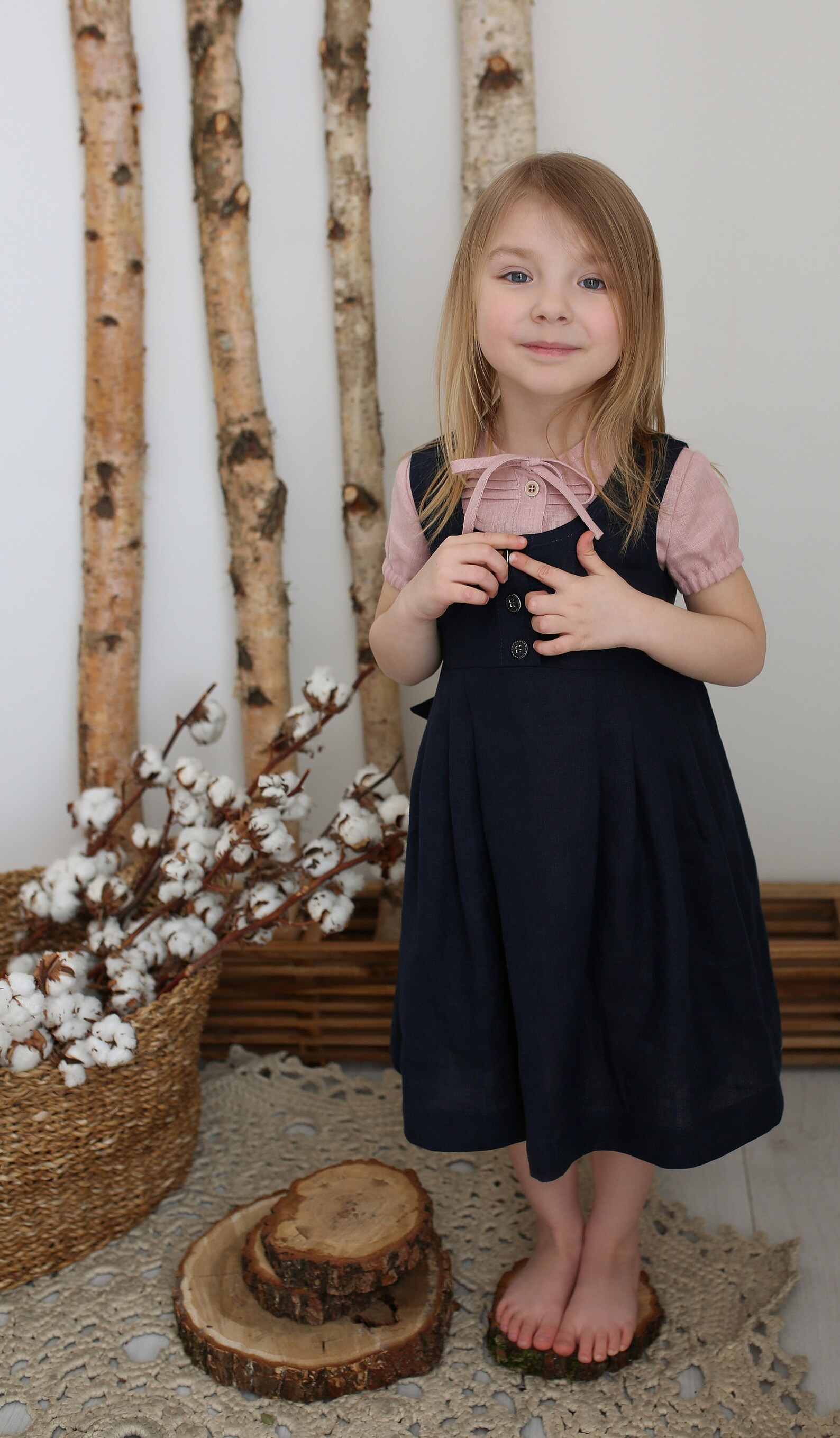 Blue Linen Dress Babygirls Dress Babygirl Clothes Natural Etsy