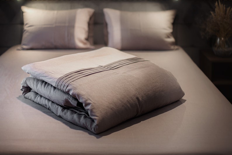 Linen bedding set Grey linen sheets set Bohemian bedding set Dusty pink linen sheets Sustainable linen bedding