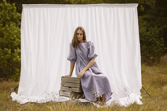 Loose linen dress Flax clothing linen midi dress Boho maternity dress Lithuanian linen Girls peasant dress Pregnancy dress Puff sleeves dres Loose linen dress Flax clothing linen midi dress Boho maternity dress Lithuanian linen Girls peasant dress Pregnancy dress Puff sleeves dres