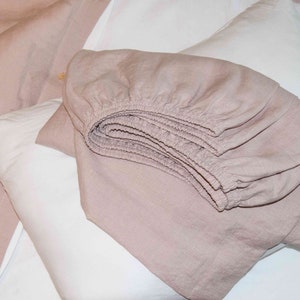 Washed Linen Fitted Sheet: Eco Flax, Handmade Bedding