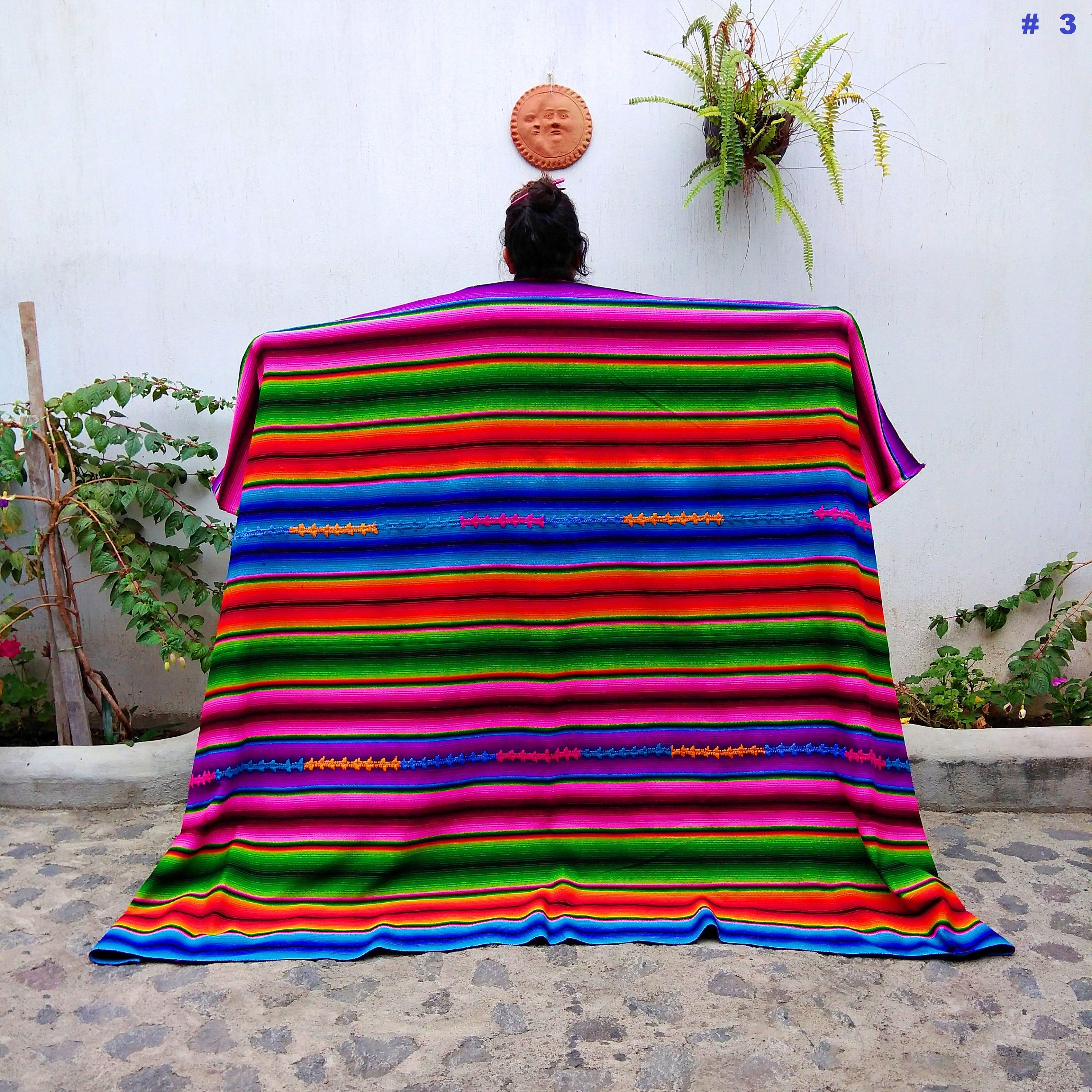 Guatemalan Colorful Blanket Throw / Large Striped Boho Picnic | Etsy