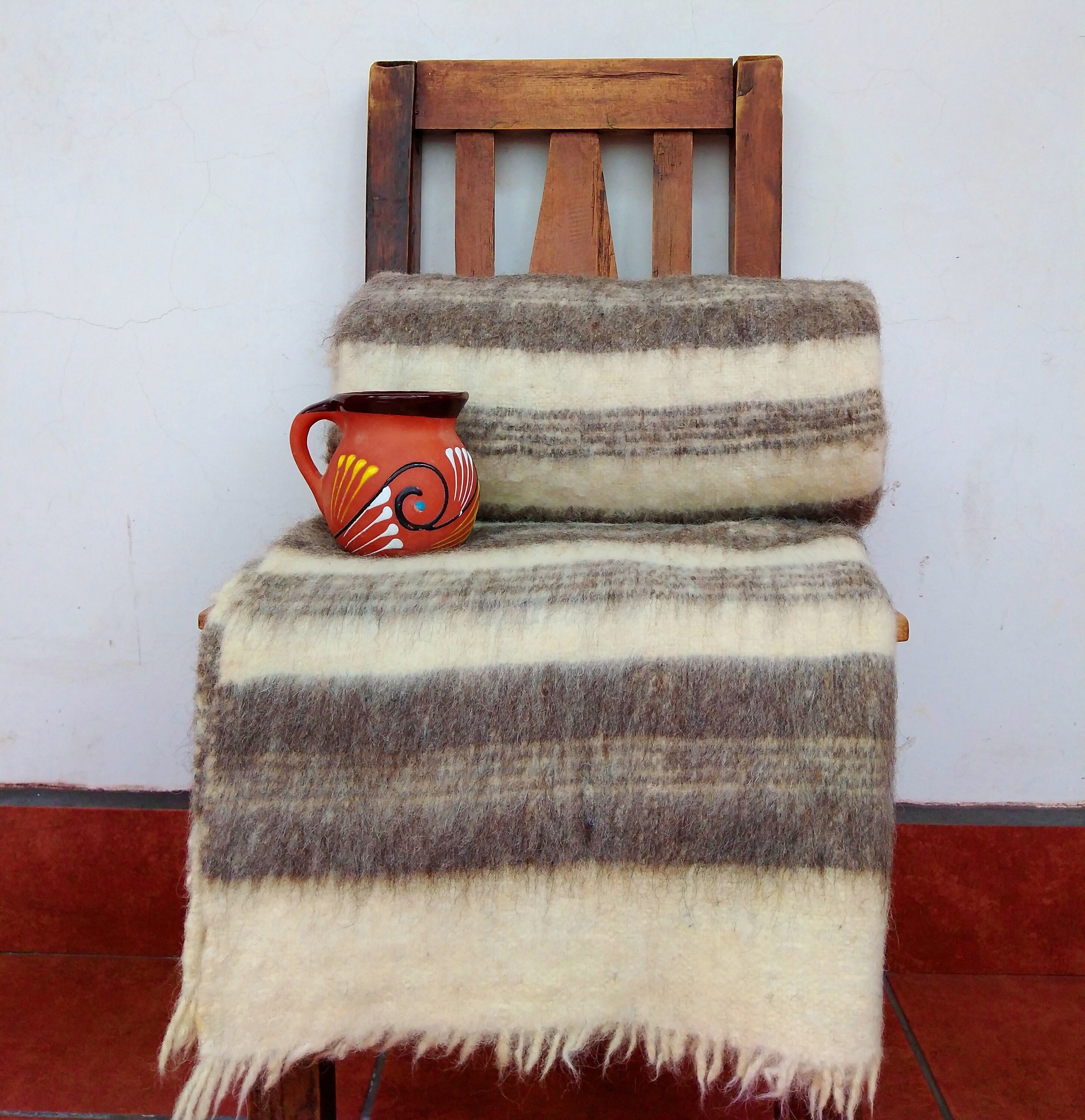 Guatemalan Wool Blanket Throw / Gray Striped Queen Wool Etsy
