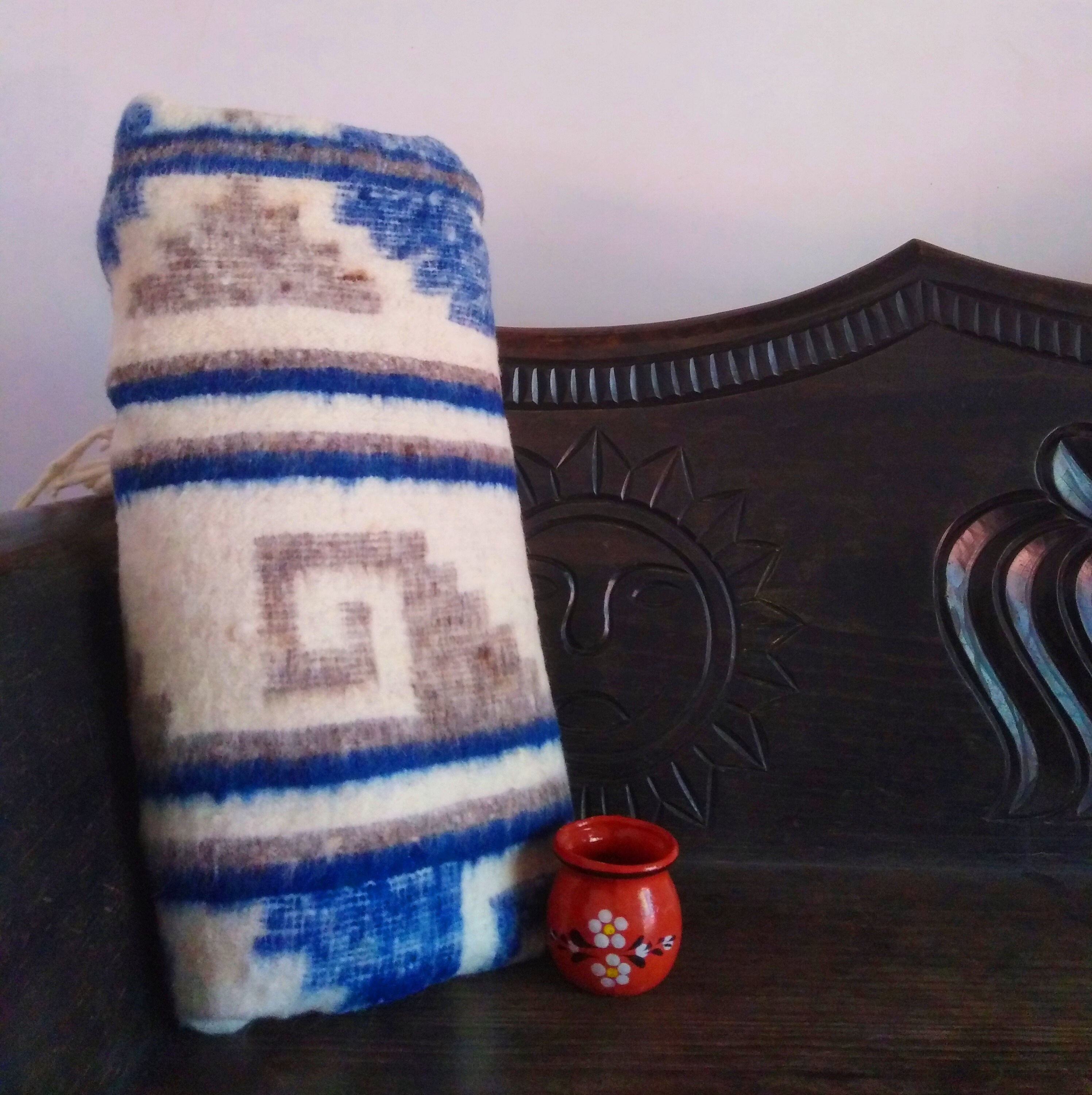 Guatemalan Wool Blanket Throw / Blue Geometric Queen Wool | Etsy