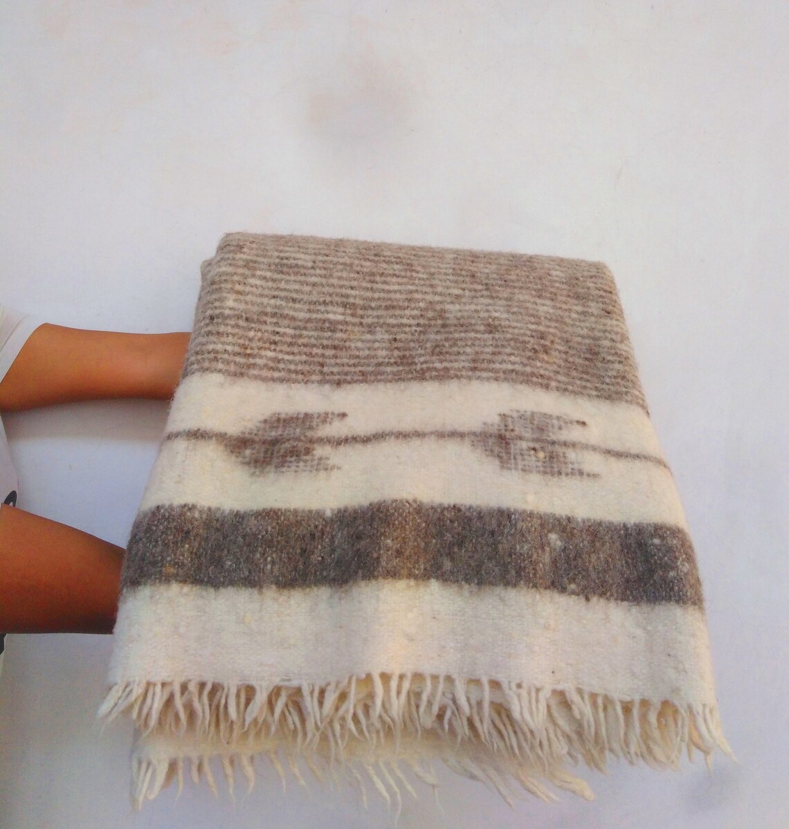 Guatemalan Wool Blanket Throw / Gray Striped Queen Wool Etsy