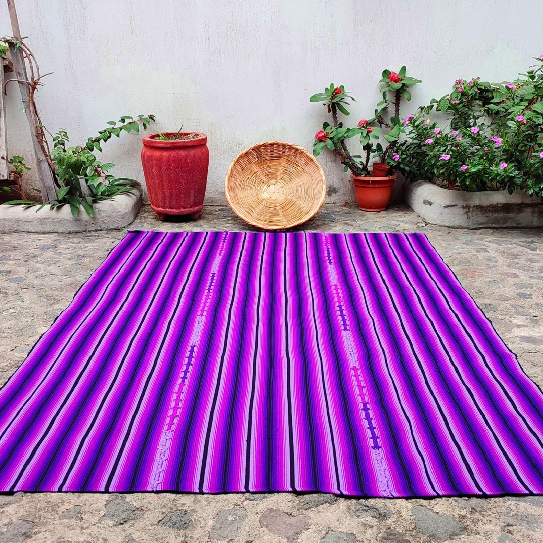 JACARANDA. Purple Wool Guatemalan Blanket Throw King Size Wool Soft