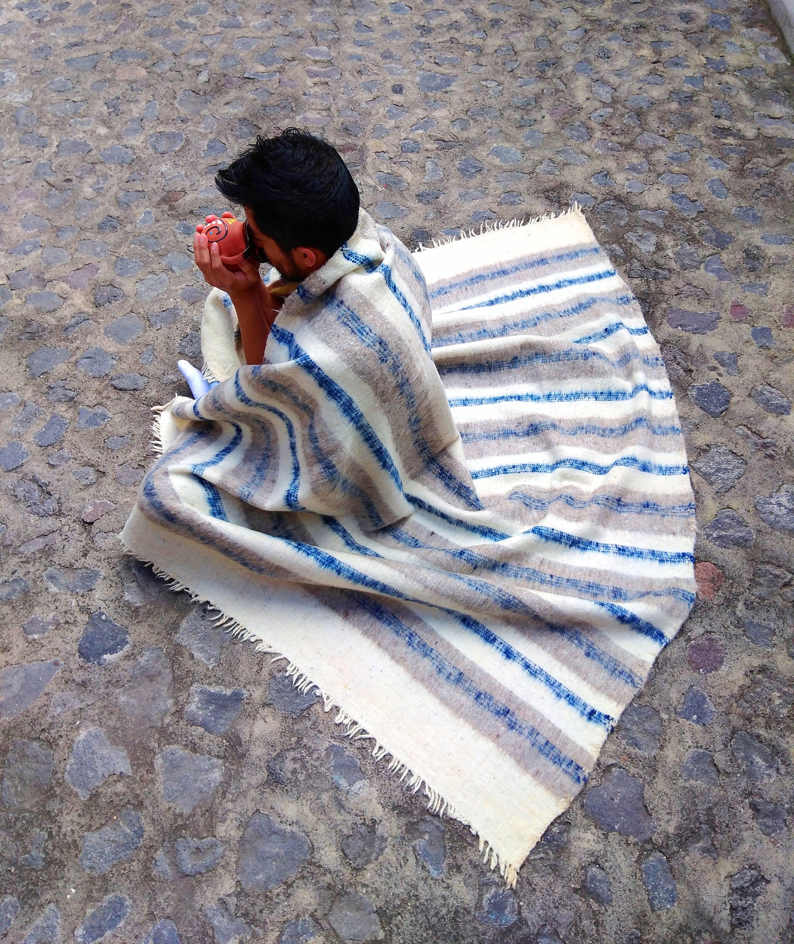 Guatemalan Wool Blanket Throw / Blue Striped Queen Wool Etsy