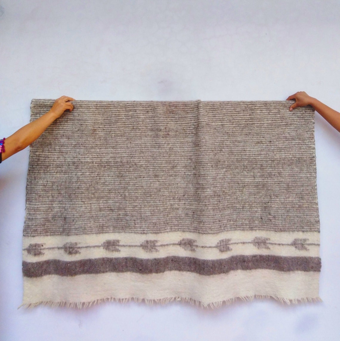 Guatemalan Wool Blanket Throw / Gray Striped Queen Wool Etsy