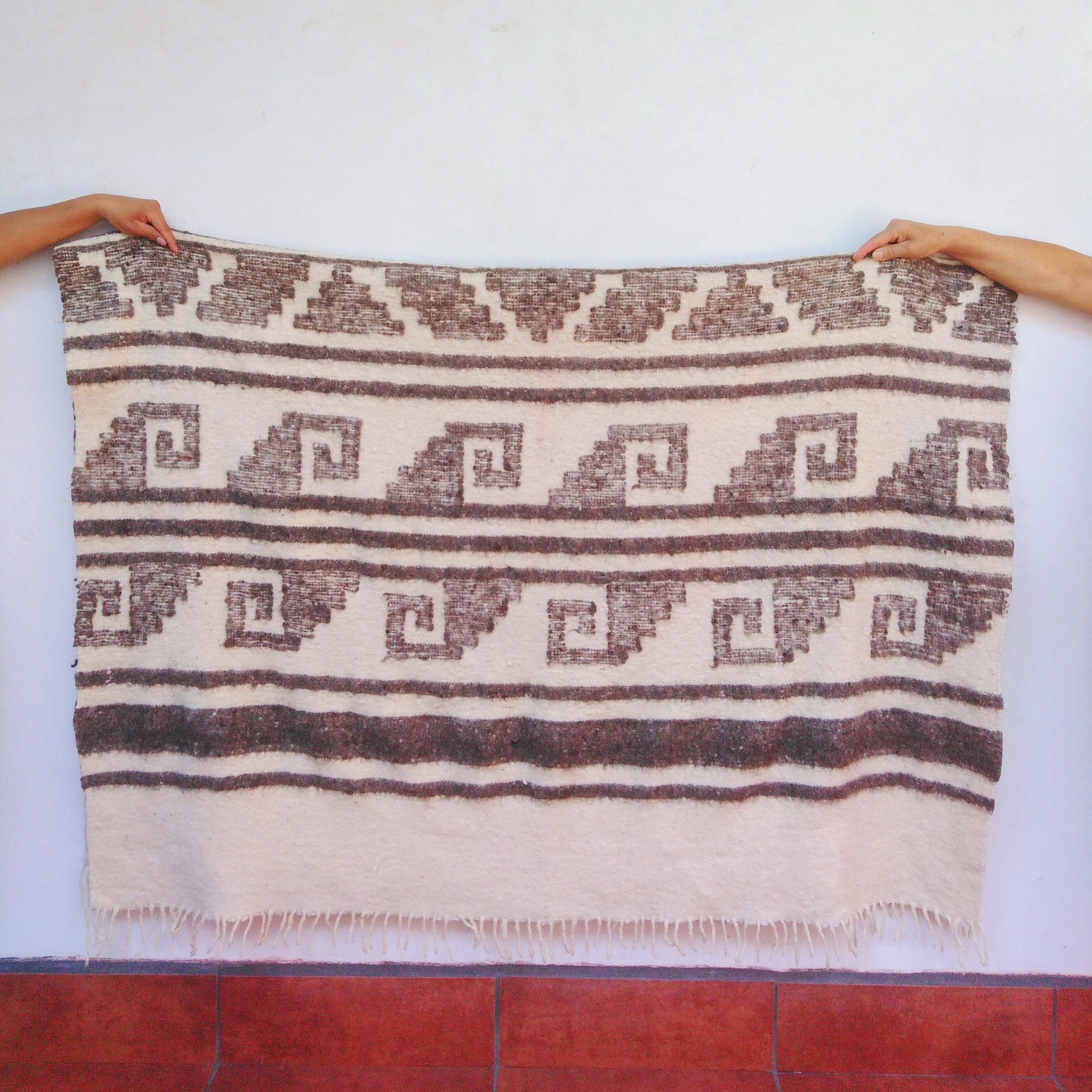 Guatemalan Wool Blanket Throw / Gray Geometric Queen Wool Etsy