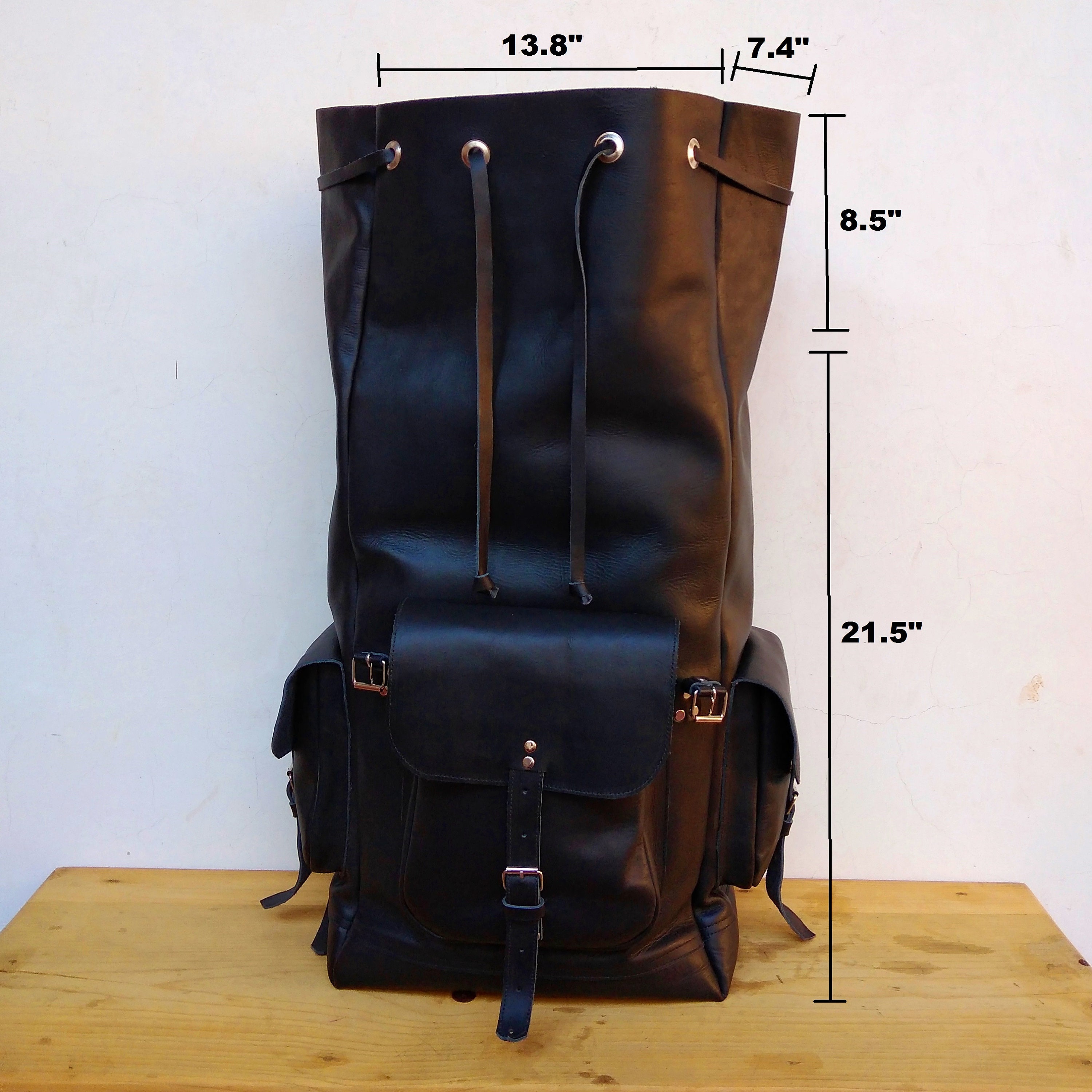 Extra Large Roll Top Leather Backpack for Men and Women/black Etsy