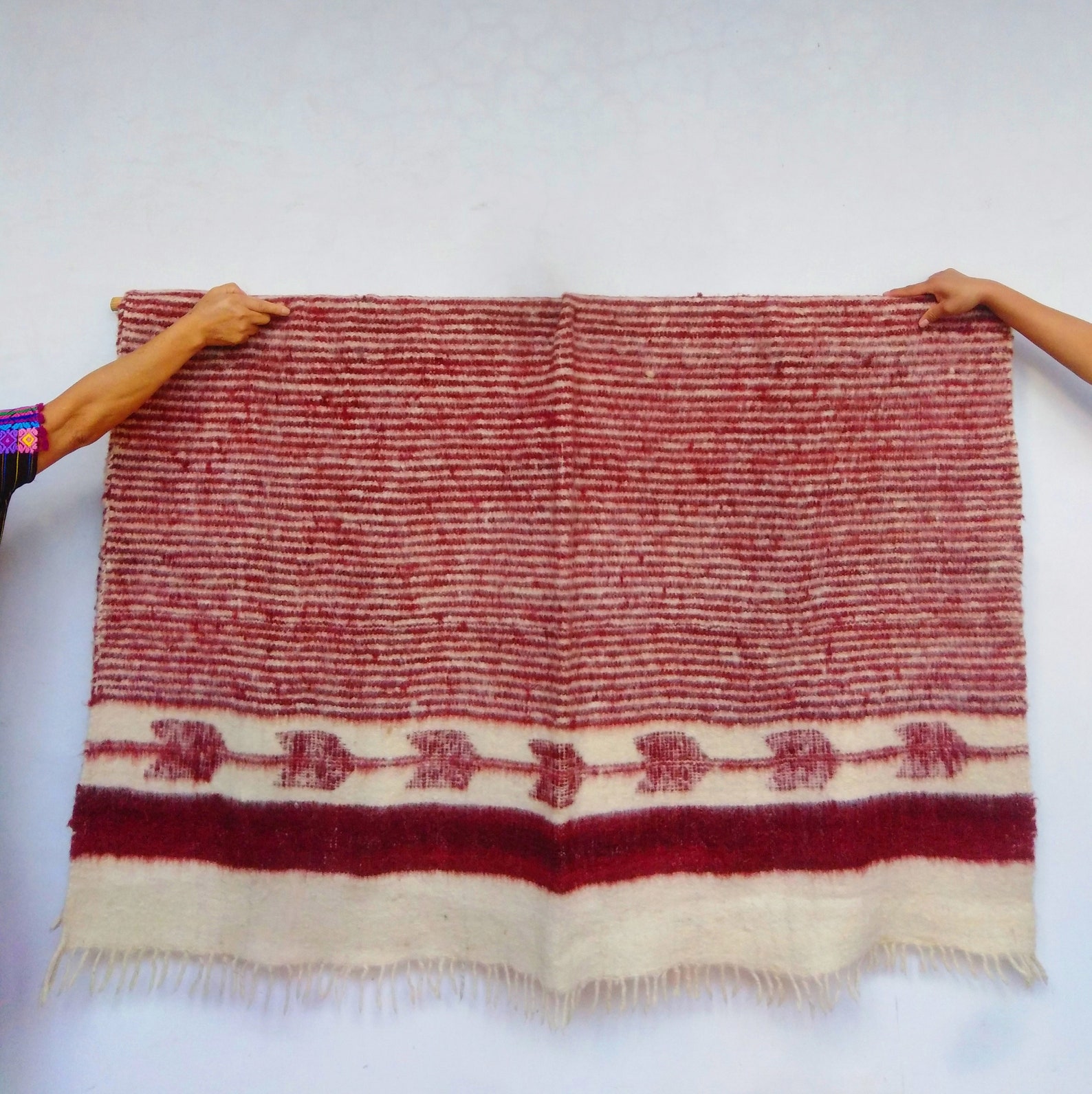 Guatemalan Wool Blanket Throw / Red Striped Queen Wool Blanket Etsy