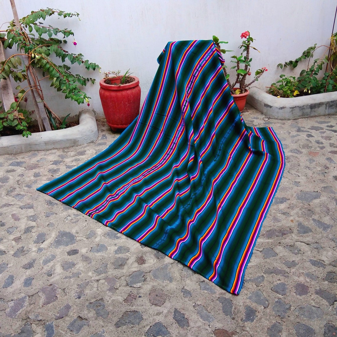 Guatemalan Colorful Blanket Throw / Large Striped Boho Picnic | Etsy