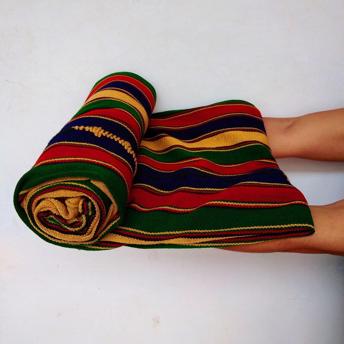 Guatemalan Colorful Brown Blanket Throw / Large Striped Boho Etsy