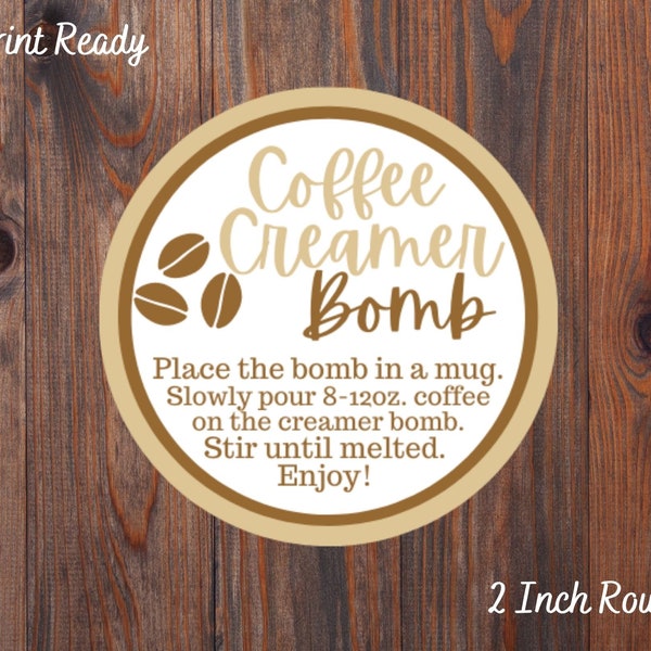 Printable Coffee Creamer Holiday Hot Cocoa Bomb Gift Tags | Hot Chocolate Bomb Labels | Cocoa Bomb Instructions | Avery Label | Download