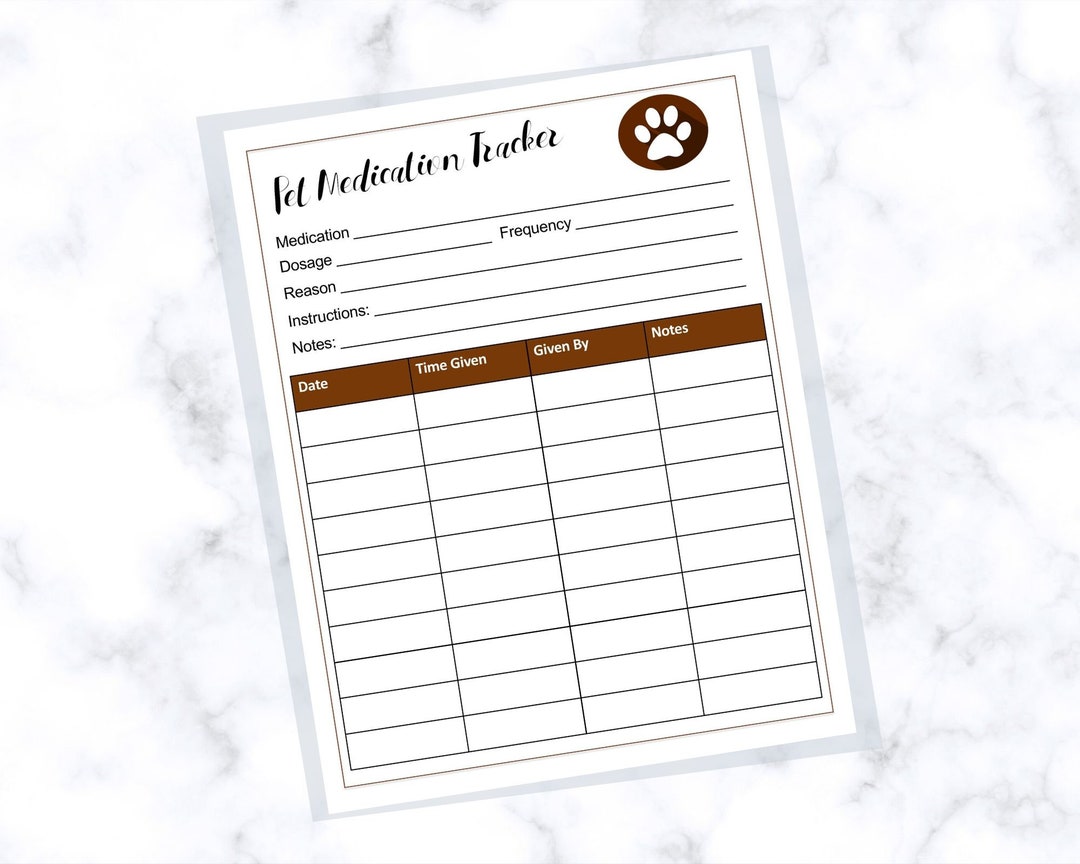 Pet Medication Tracker Etsy