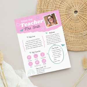 Meet the Teacher Editable Template, Back to School Welcome Letter, First Day of School Teacher Note, Teacher School First Day Template