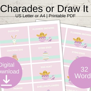 Easter Printable Charades, Draw the Word, Digital Download, Kids Activity Sheet, Classroom Activity, Pictionary, Home School Games