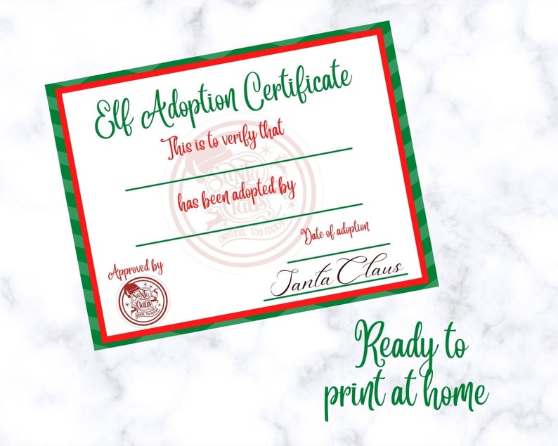 Printable Elf on the Shelf Adoption Certificate and Letter| Christmas ...
