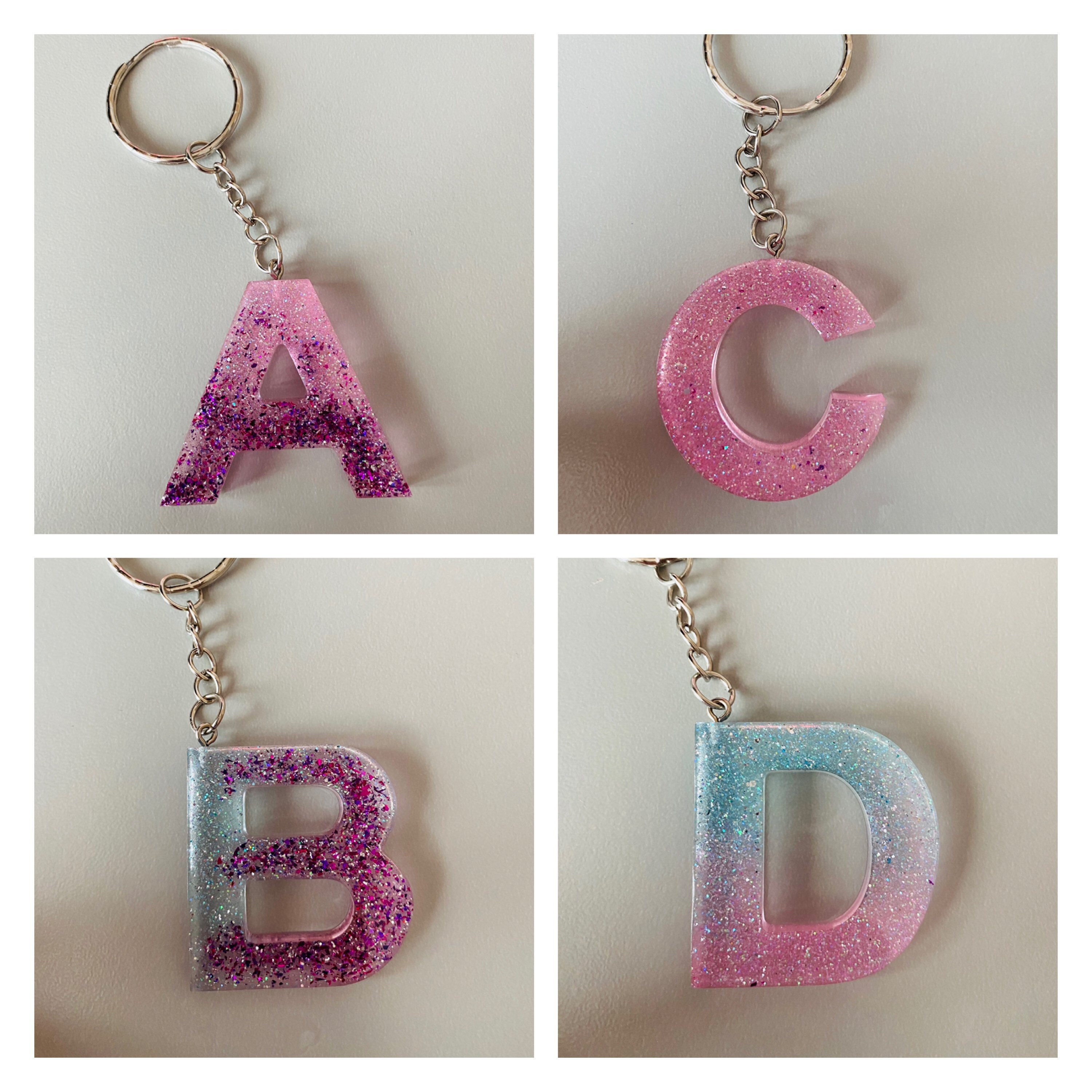 Epoxy Resin Keychain in multiple letters Etsy